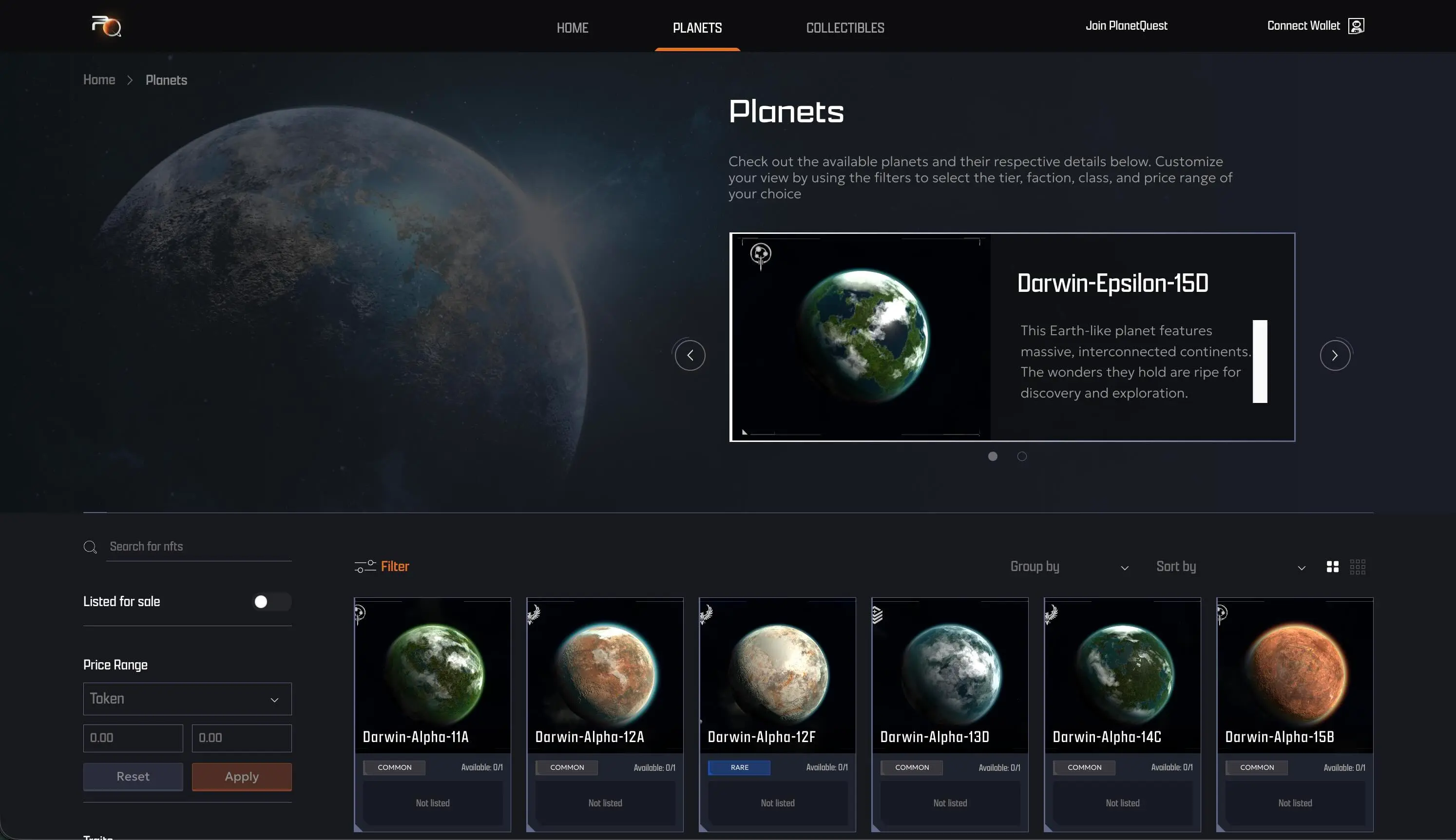 PlanetQuest Marketplace Web